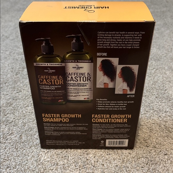 Hair Chemist Limited ~ Caffeine & Castor Faster Growth Shampoo & Conditioner New - Picture 3 of 4